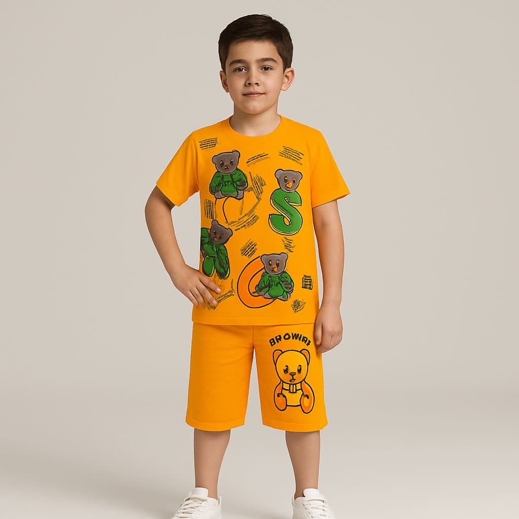 ست تیشرت و شلوارک پسرانه MOSCHINO کد XB-45|عمده فروشی لباس بچگانه پسرانه و دخترانه