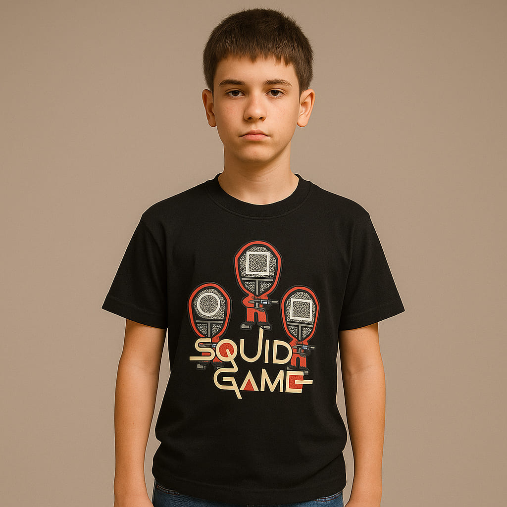 تیشرت پسرانه SQUID GAME مدل XB-69|خرید عمده تیشرت بچگانه از ضربدر